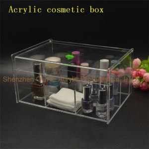Gennemsigtig PMMA Akryl Beauty Box Makeup Opbevaring Med Låg